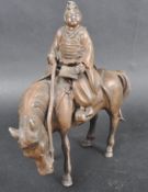 EARLY 20TH CENTURY CHINESE BRONZE WARRIOR ON HORSE