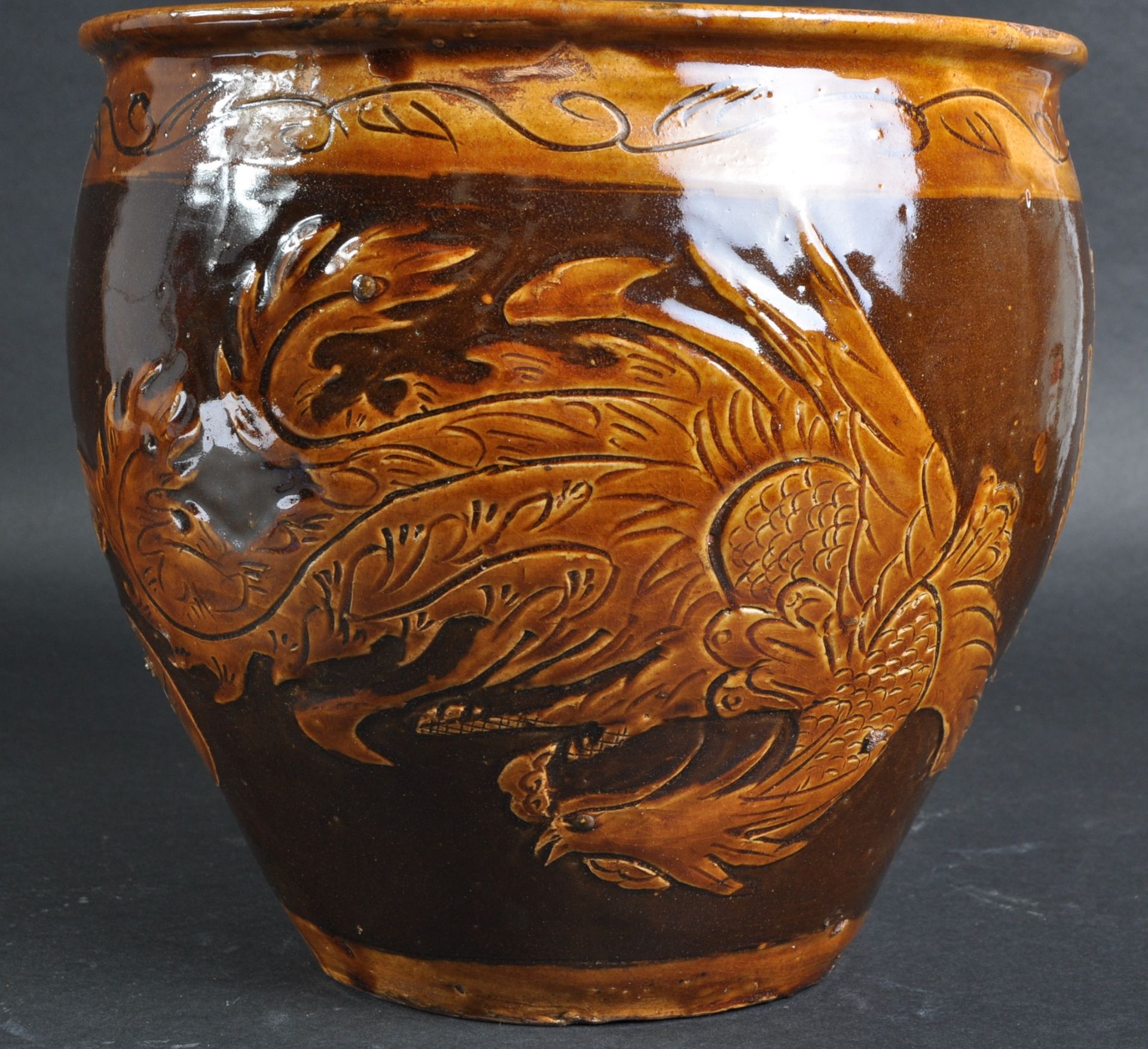 19TH CENTURY GLAZED EGG POT JARDINIERE - Image 4 of 6