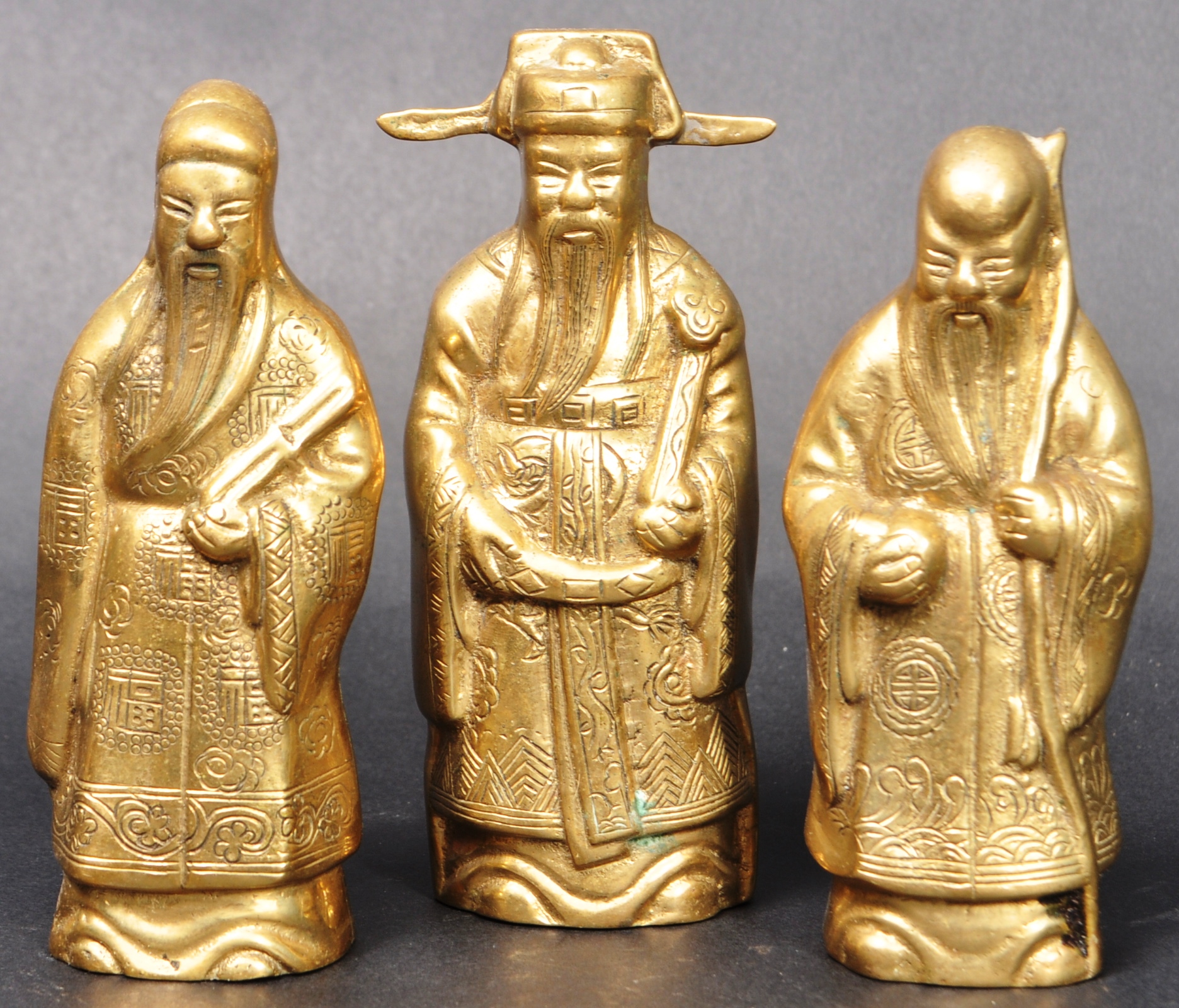 THREE CHINESE REPUBLIC PERIOD BRASS FIGURINES