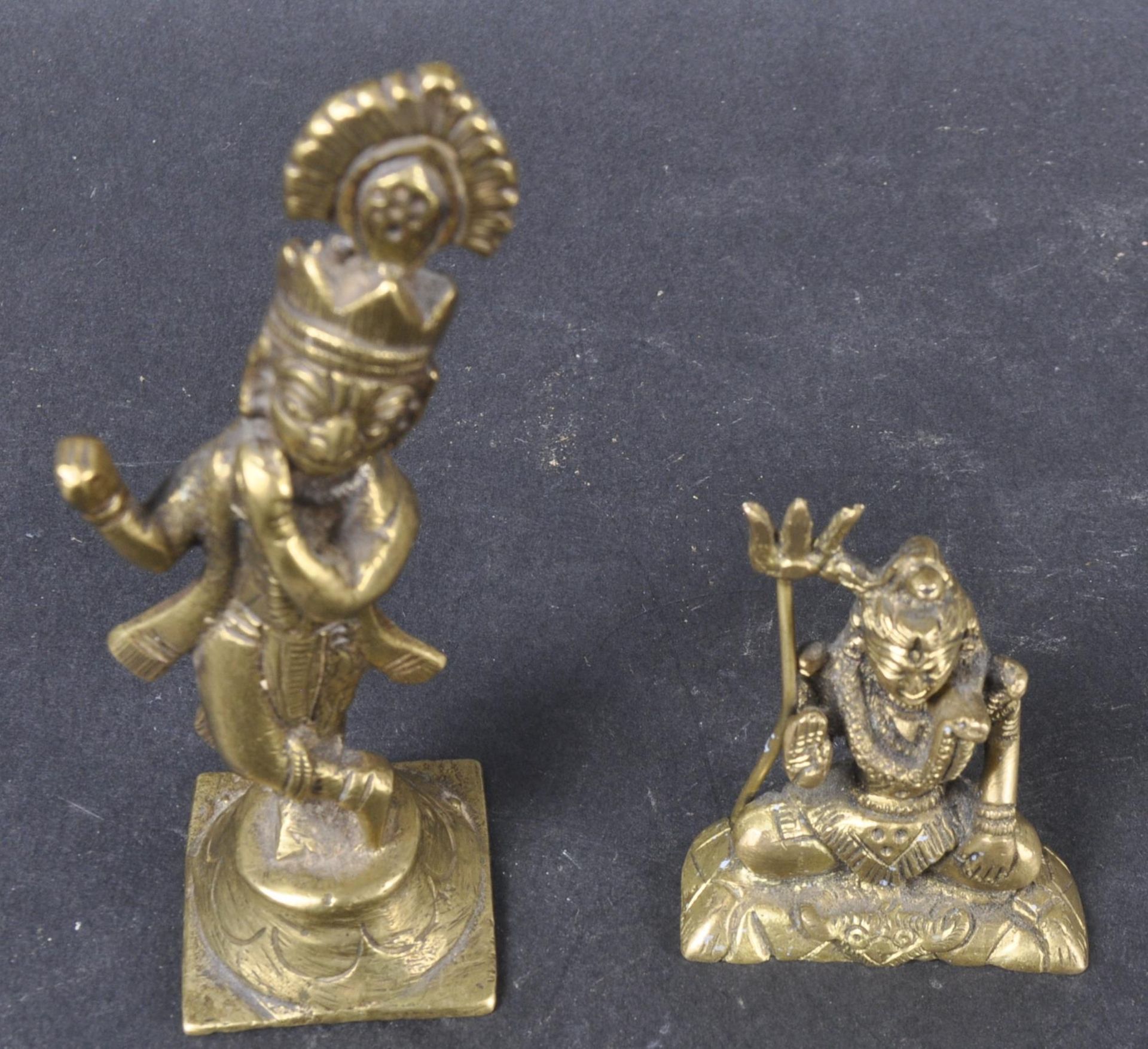 TWO HINDU INDIAN BRONZE FIGURINES KRISHNA & SHIVA - Image 5 of 8