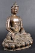 LARGE 19TH CENTURY CHINESE BRONZE FIGURE OF BUDDHA