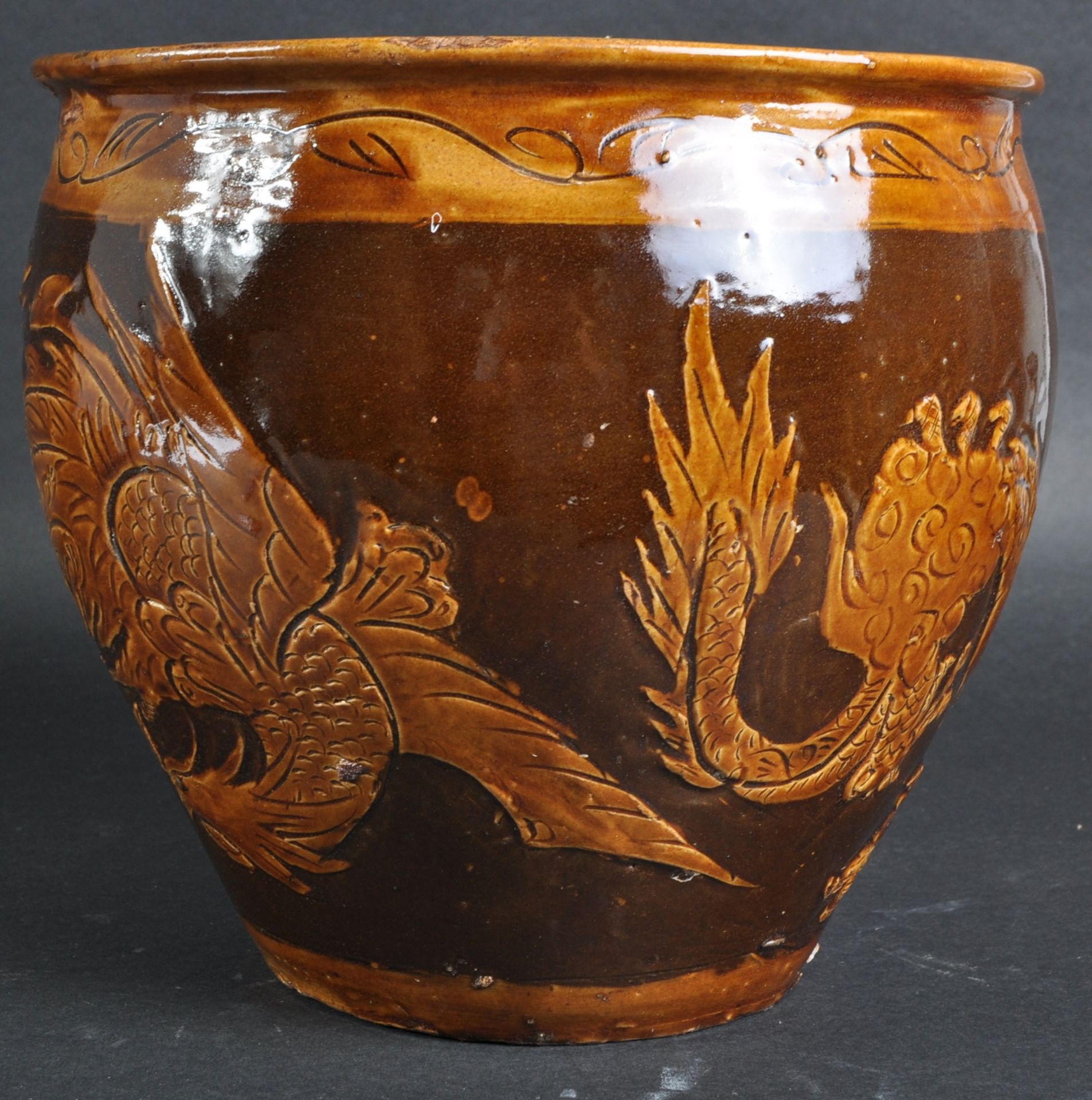 19TH CENTURY GLAZED EGG POT JARDINIERE - Image 3 of 6