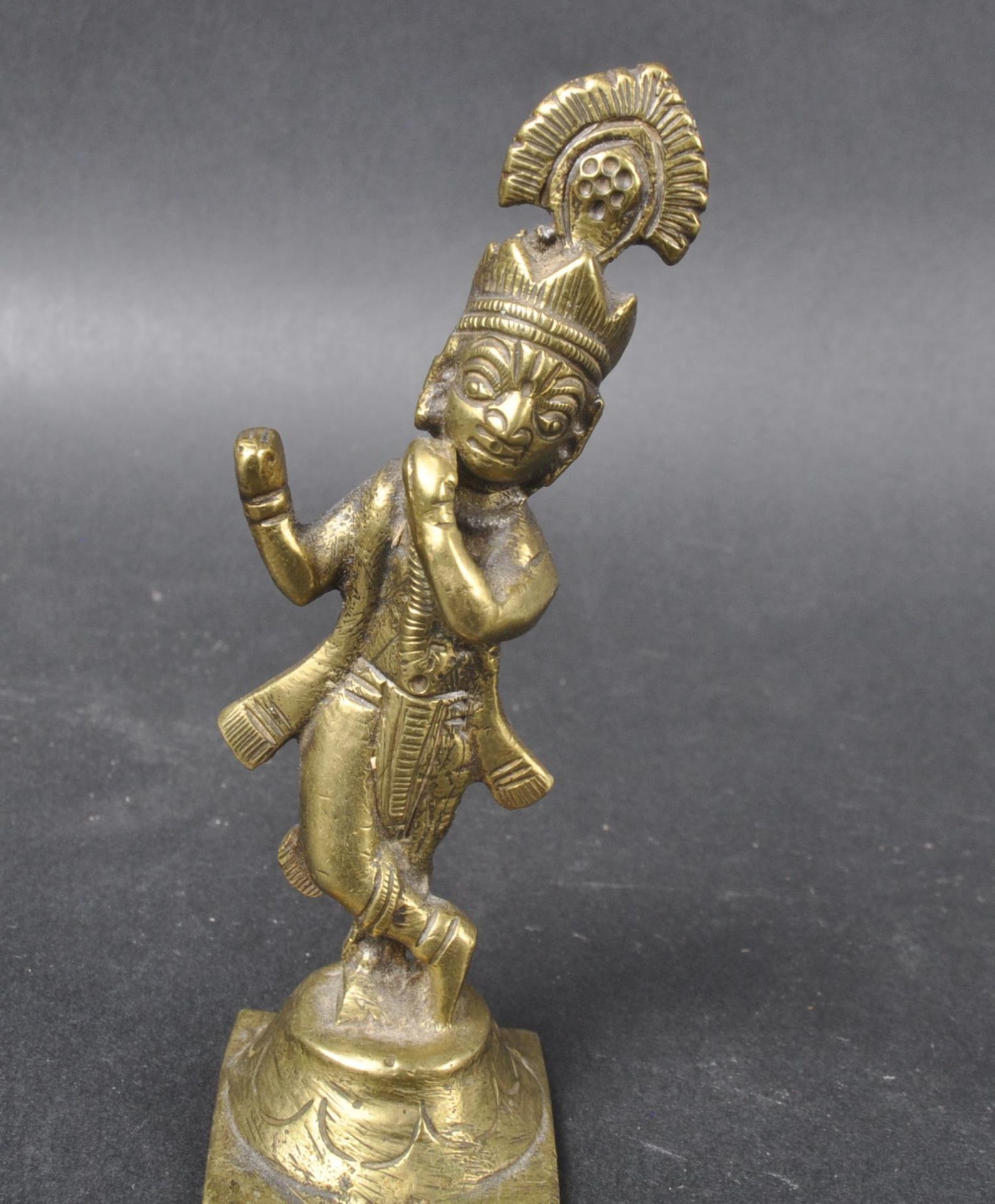 TWO HINDU INDIAN BRONZE FIGURINES KRISHNA & SHIVA - Image 6 of 8