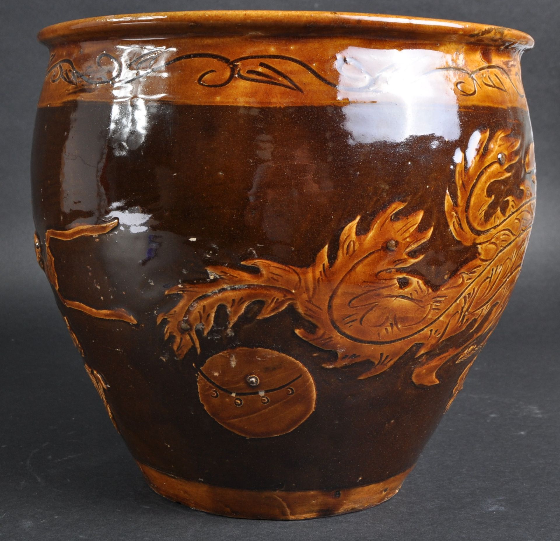 19TH CENTURY GLAZED EGG POT JARDINIERE - Image 5 of 6