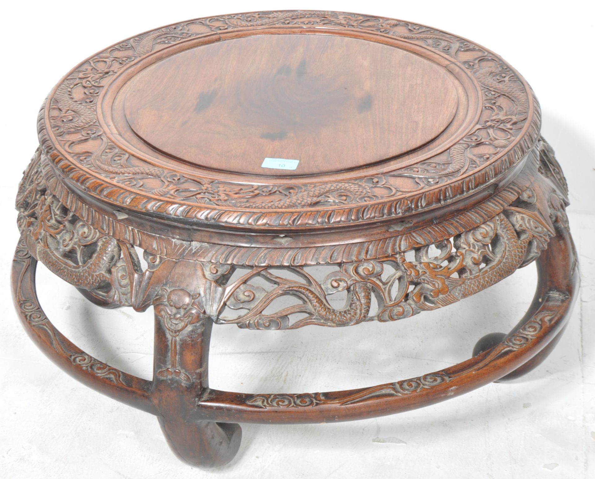 CIRCA 1900 CHINESE HUANGHUALI LOW CARVED TABLE - Image 2 of 8