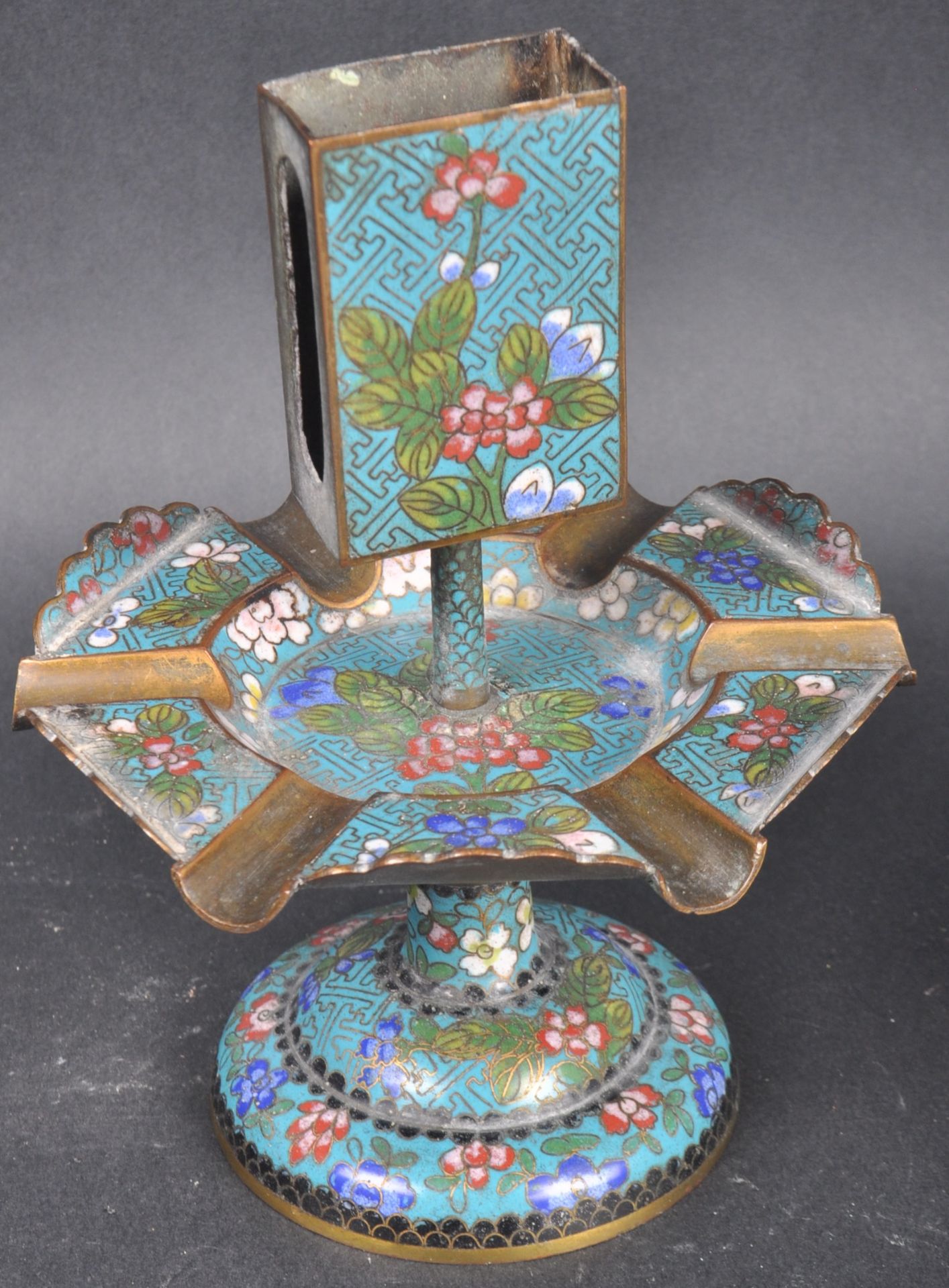 EARLY 20TH CENTURY CHINESE CLOISONNE SMOKERS STAND - Image 2 of 6