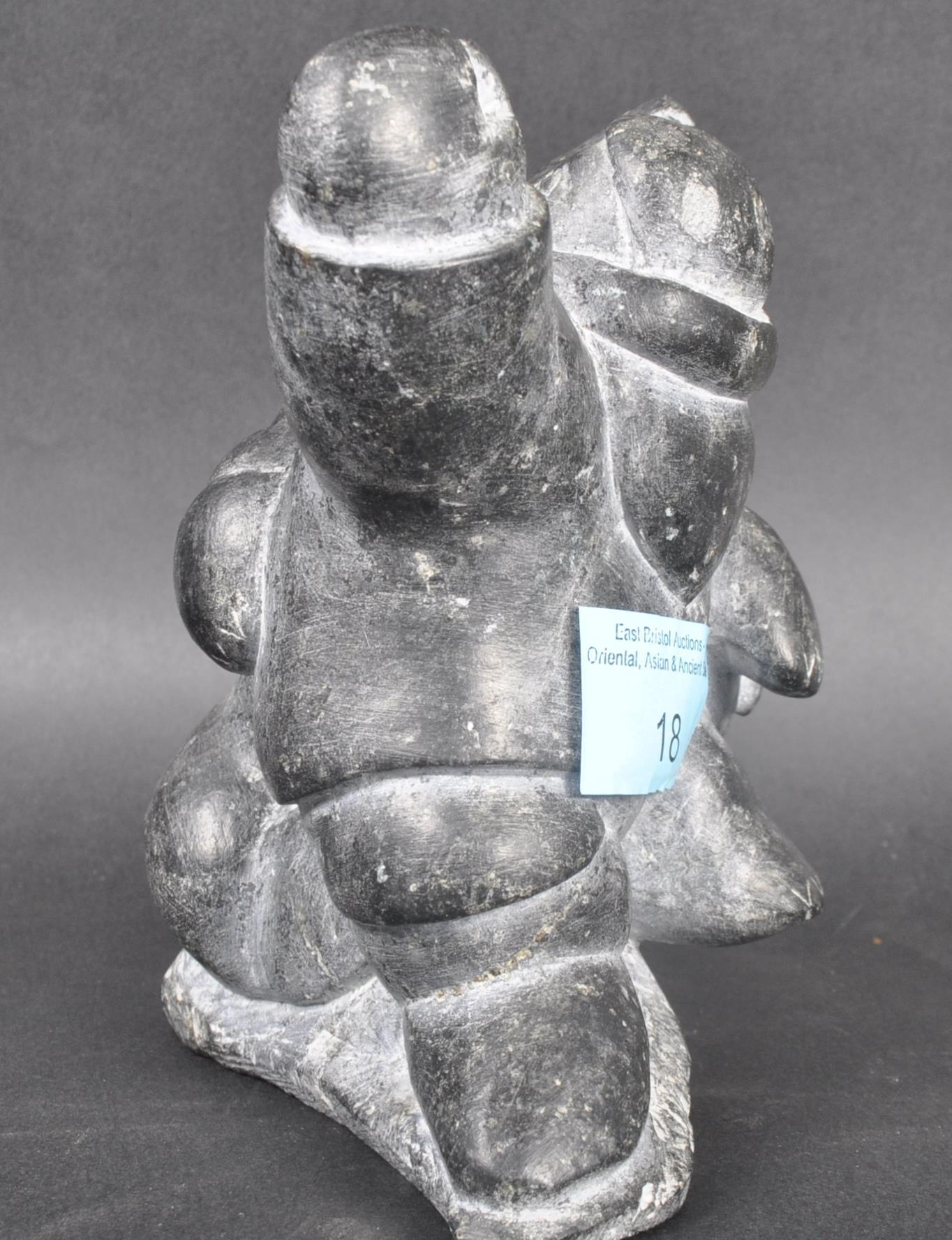 20TH CENTURY PETER NOWRA CARVED INUIT SCULPTURE - Image 4 of 6