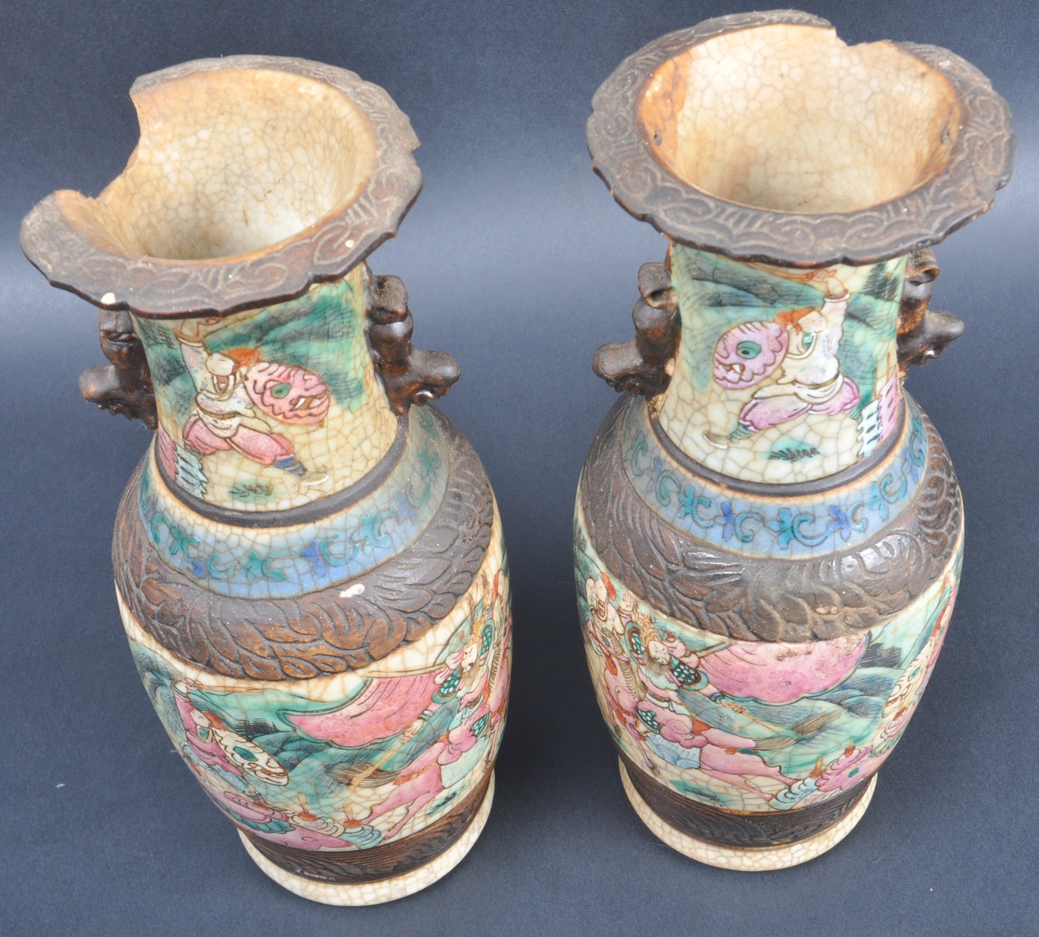 PAIR OF 19TH CENTURY CHINESE CRACKLE GLAZED VASES - Image 2 of 10