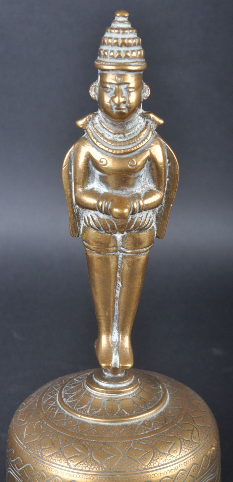 LARGE 19TH CENTURY INDIAN HINDU BRASS BRONZE GHANTI - Image 2 of 5