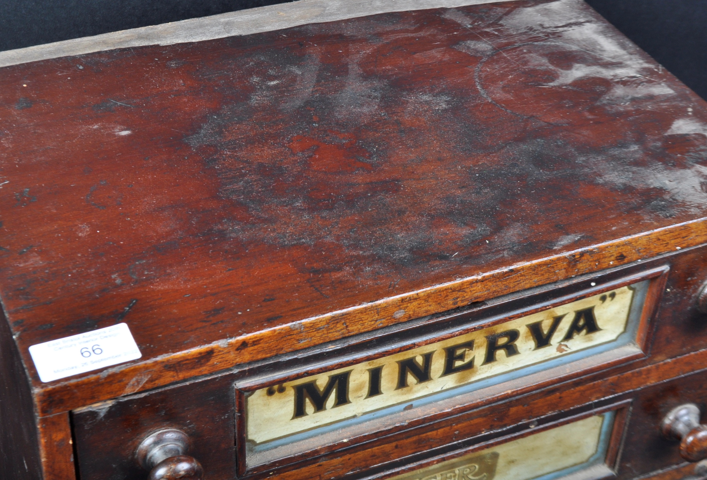 19TH CENTURY VICTORIAN SHOP COUNTER THREE DRAWER CHEST - Image 3 of 6