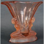 WALTHER & SOHNE - VINTAGE ART DECO PEACH GLASS VASE