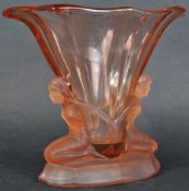 WALTHER & SOHNE - VINTAGE ART DECO PEACH GLASS VASE