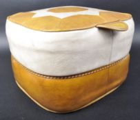 SHERVORNE - MID CENTURY TAN BROWN LEATHER FOOTSTOOL