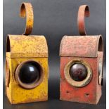 PAIR OF VINTAGE ROAD DANGER LANTERN LIGHT LAMPS