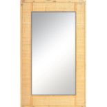 RETRO MID CENTURY BAMBOO & CANE HANGING MIRROR