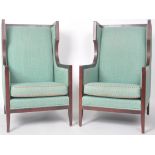 STEED UPHOLSTERY - MATCHING PAIR OF WINGBACK ARMCHAIR