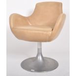 STYLE MATTERS - 20TH CENTURY TAN LEATHER SWIVEL ARMCHAIR