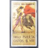 20TH CENTURY SPANISH BULLFIGHTING ADVERTING POSTER