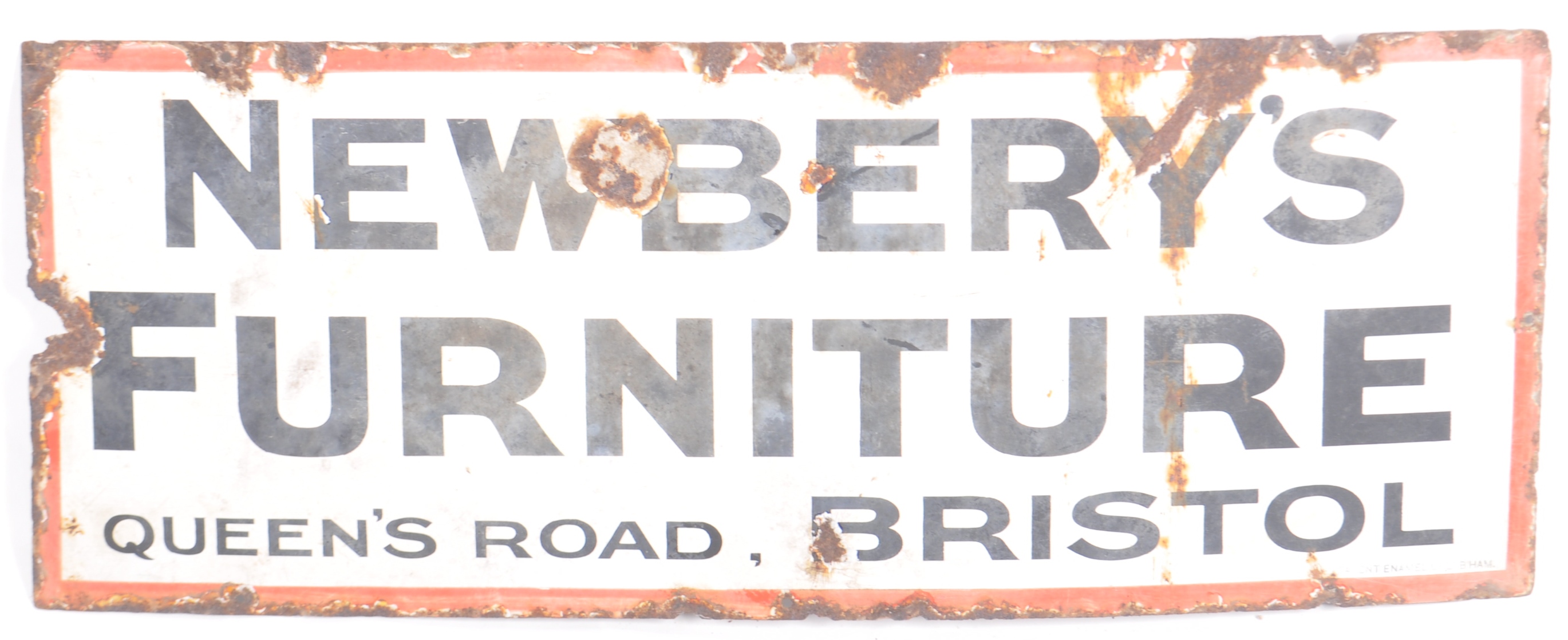 NEWBERY'S FURNITURE - VINTAGE ENAMEL ADVERTISING SIGN