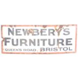 NEWBERY'S FURNITURE - VINTAGE ENAMEL ADVERTISING SIGN