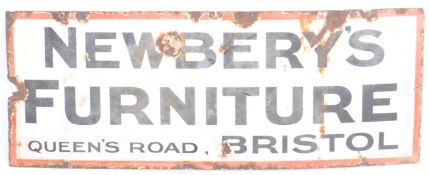 NEWBERY'S FURNITURE - VINTAGE ENAMEL ADVERTISING SIGN