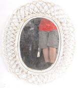 VINTAGE MID CENTURY PAINTED BAMBOO AND WICKER MIRROR