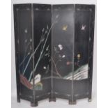 EARLY 20TH CENTURY CHINESE FOUR-FOLD LACQUERED SCREEN