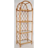 RETRO 20TH CENTURY BAMBOO AND CANE UPRIGHT BOOKCASE