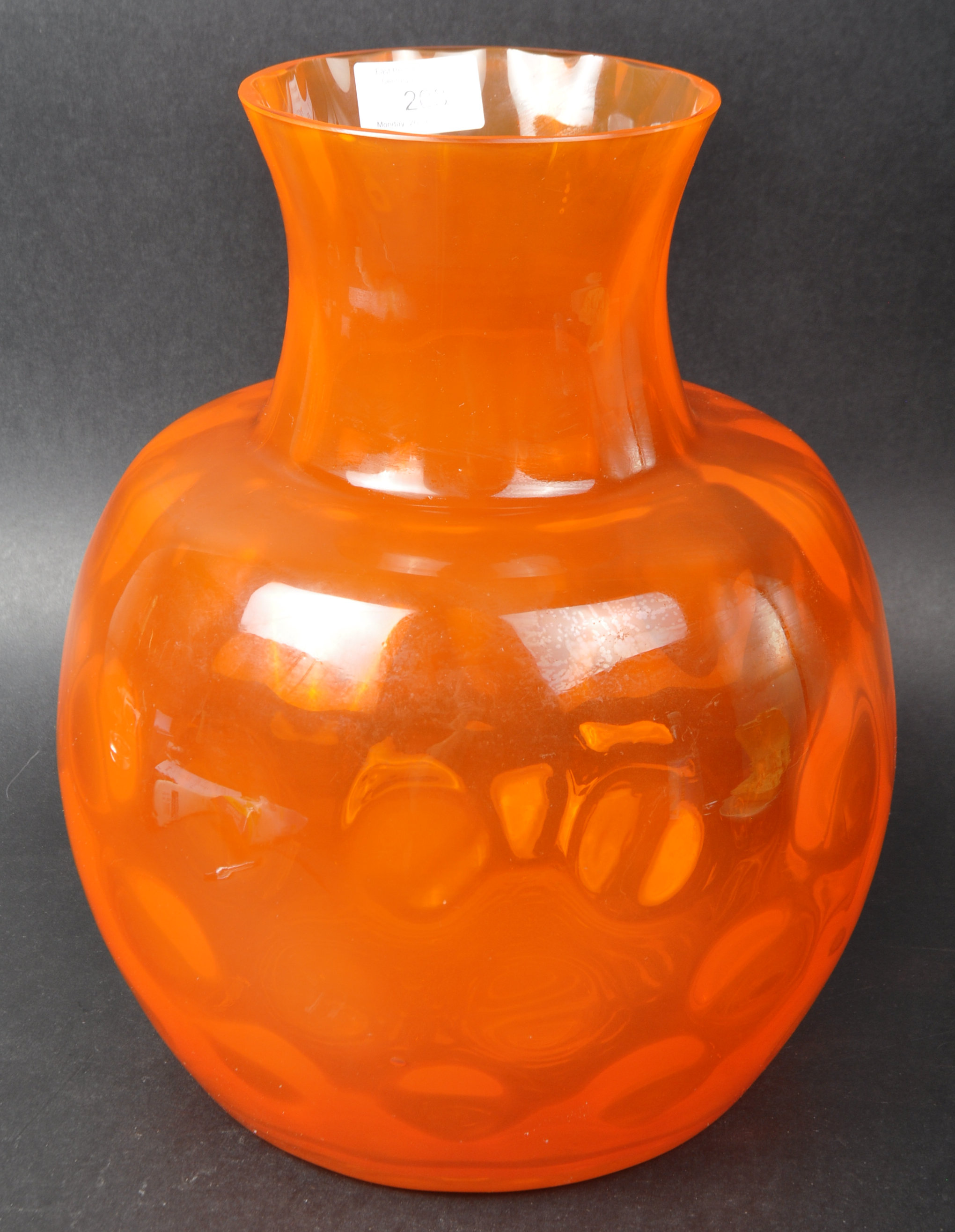 BORSKE SKLO - OPTIC ORANGE - STUDIO ART GLASS VASE - Image 2 of 5