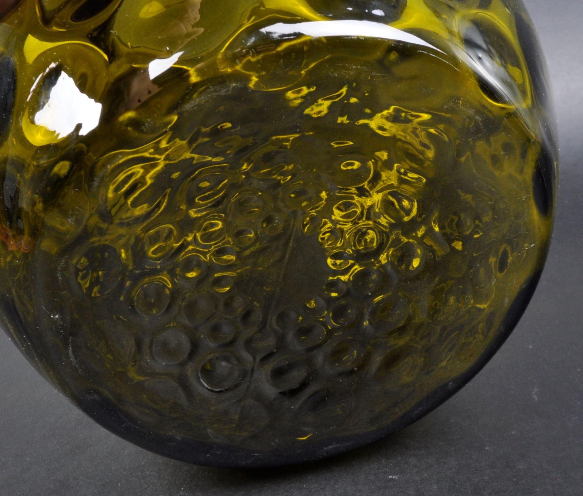 BORSKE SKLO - OPTIC OLIVE - MID CENTURY CZECH GLASS VASE - Image 5 of 5