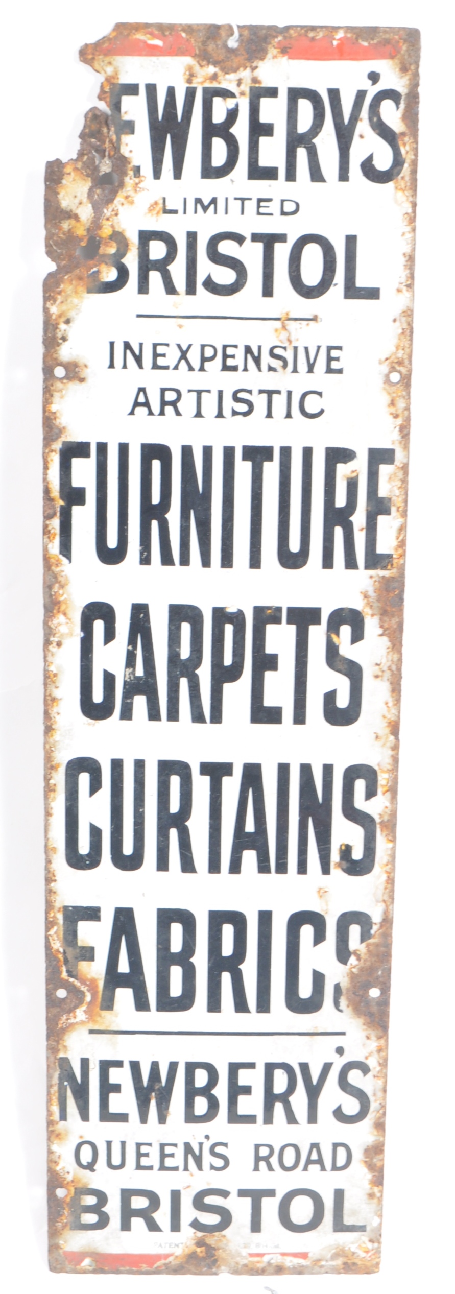 NEWBERY'S FURNITURE - VINTAGE ENAMEL ADVERTISING SIGN