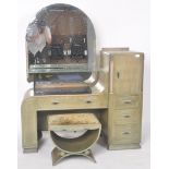 VINTAGE ART DECO STAINED OAK DRESSING TABLE CHEST