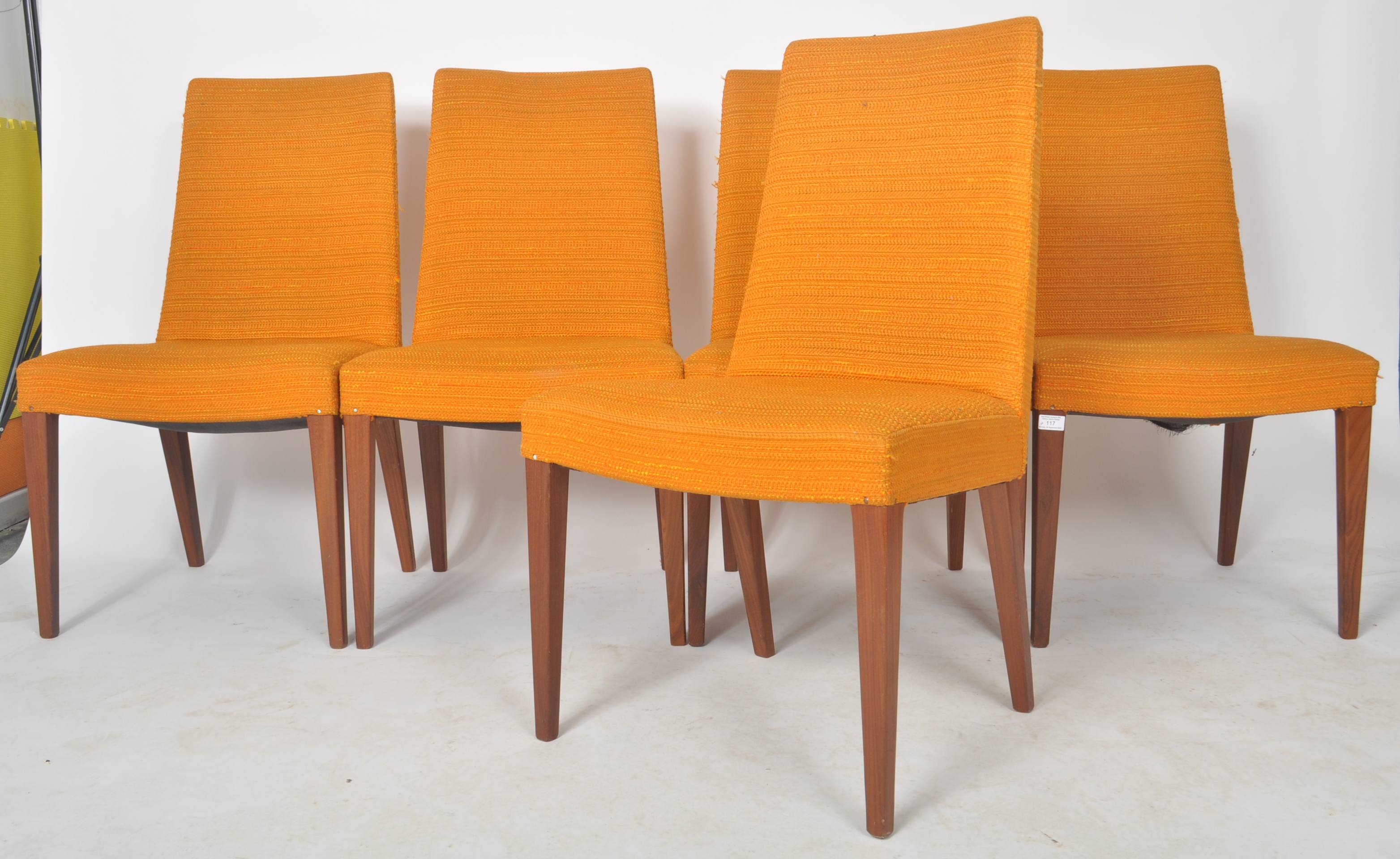 G PLAN - MATCHING SET OF SIX VIBRANT ORANGE DINING CHAIRS