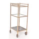 RETRO HOLLYWOOD REGENCY STYLE BRASS THREE TIER TROLLEY