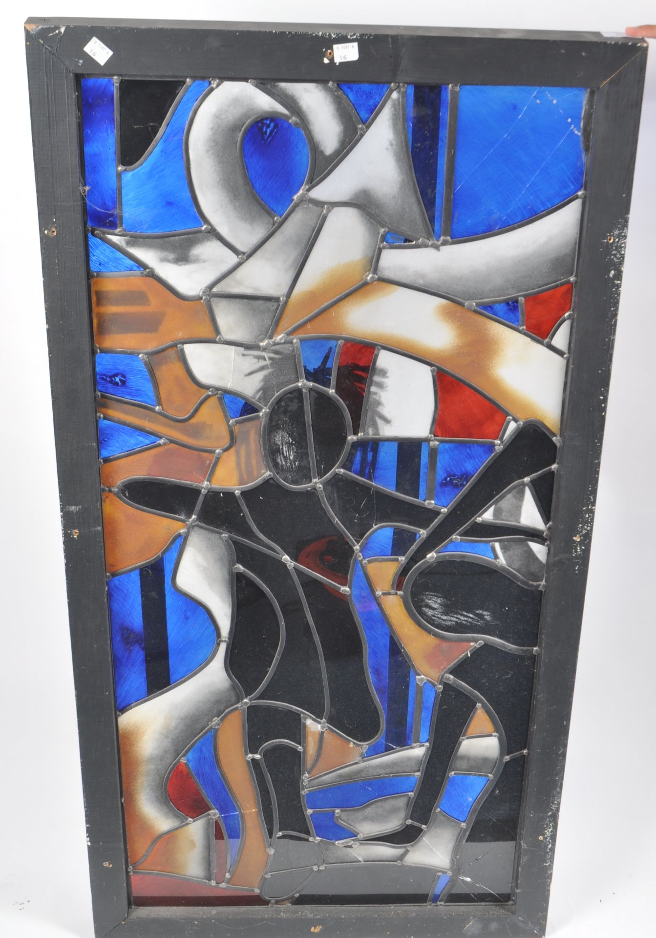 20TH CENTURY CONTEMPORARY ABSTRACT STAINED GLASS WINDOW - Image 2 of 3