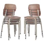 MATCHING SET OF EIGHT RETRO VINTAGE STACKING CHAIRS