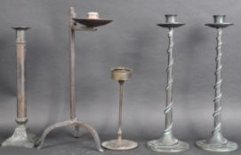 MIXED SELECTION OF BRONZE CANDLESTICK HOLDERS