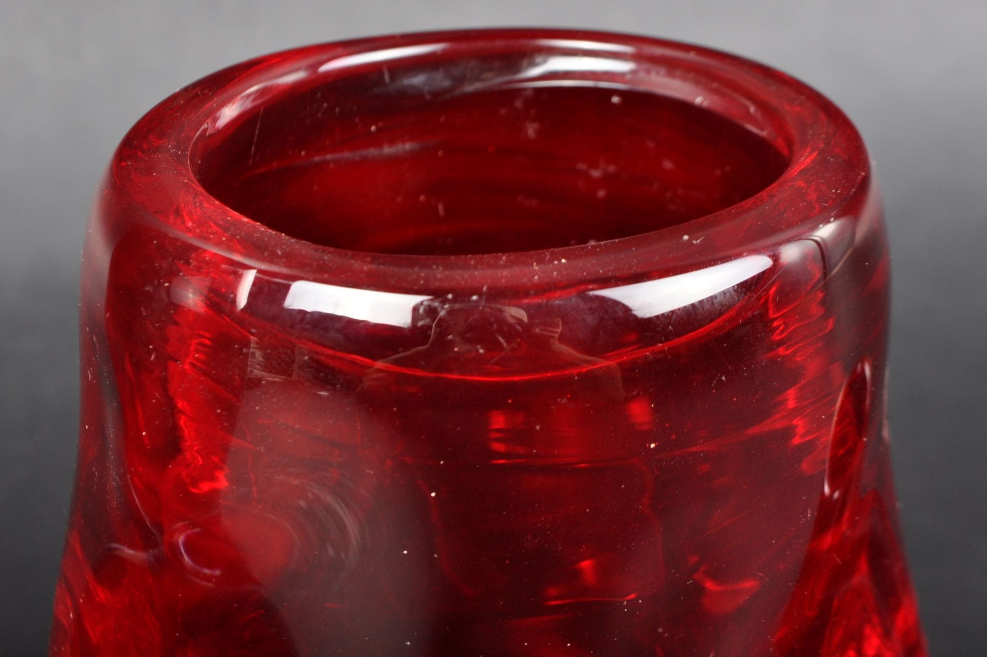 WHITEFRIARS - SELECTION OF RUBY RED GLASS VASES - Image 6 of 10