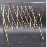 MID CENTURY TUBULAR BRASS MAGAZINE RACK