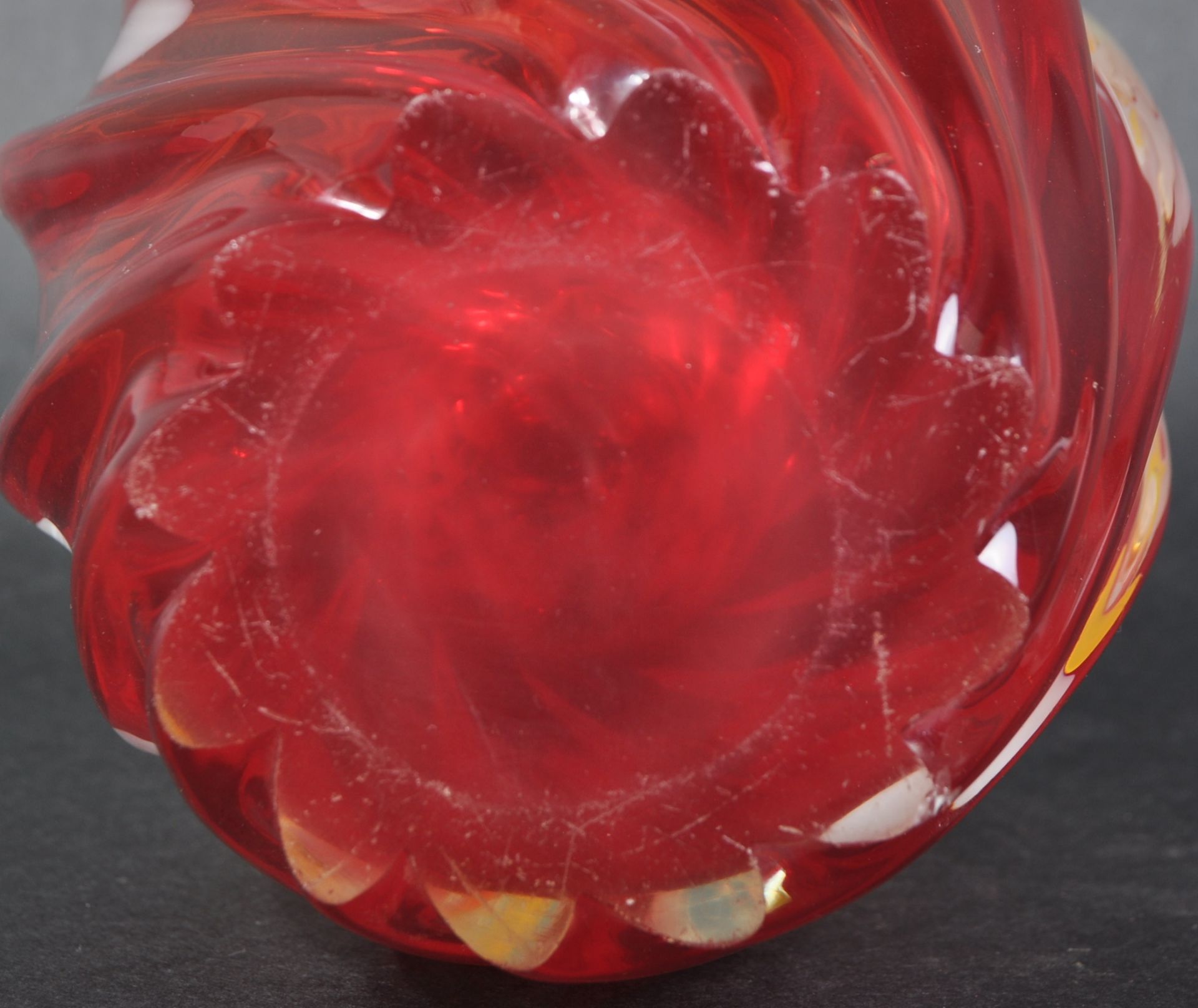 20TH CENTURY STUDIO ART GLASS VASE OF OVOID FORM - Image 5 of 5