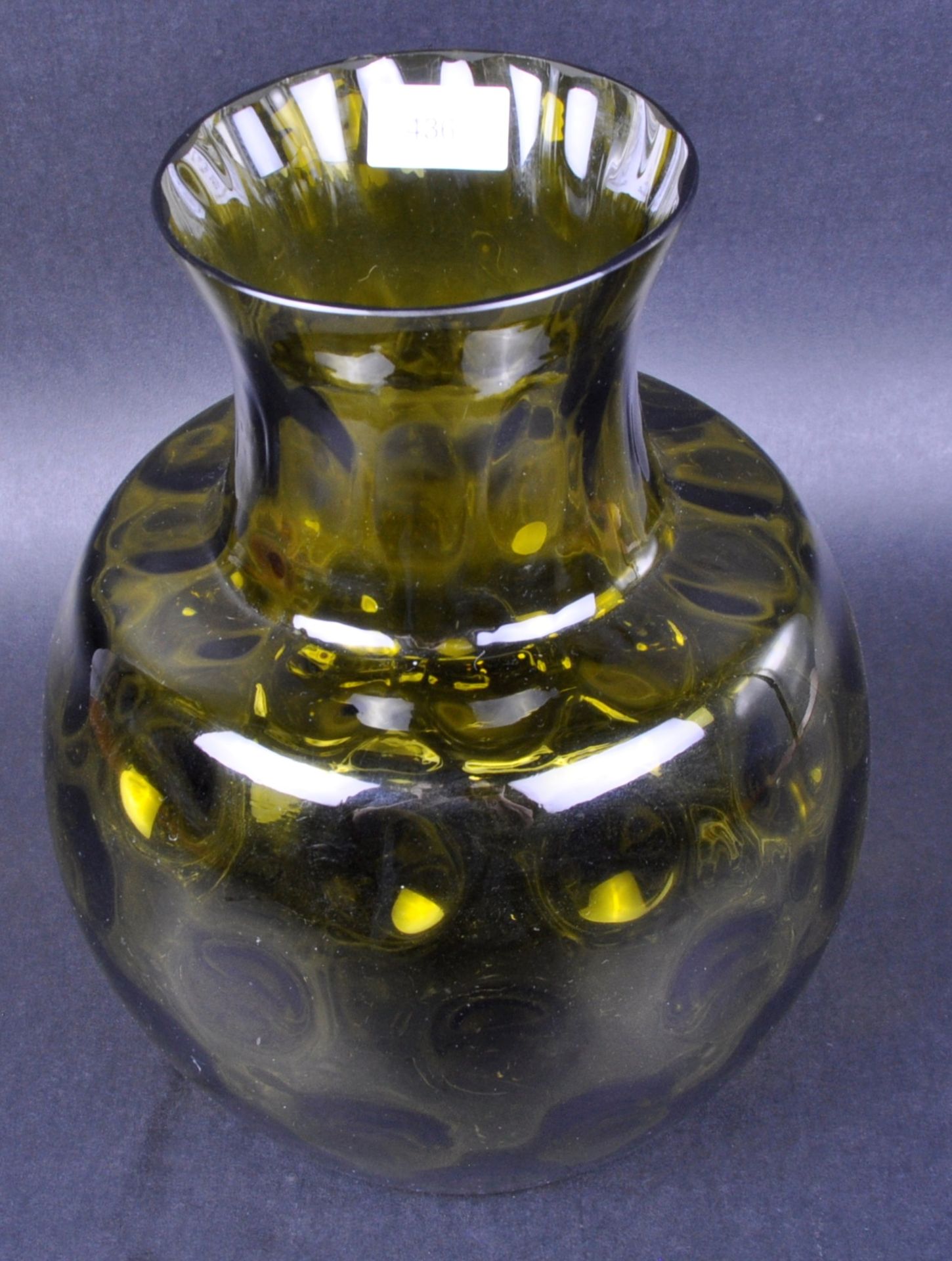 BORSKE SKLO - OPTIC OLIVE - MID CENTURY CZECH GLASS VASE - Image 2 of 5