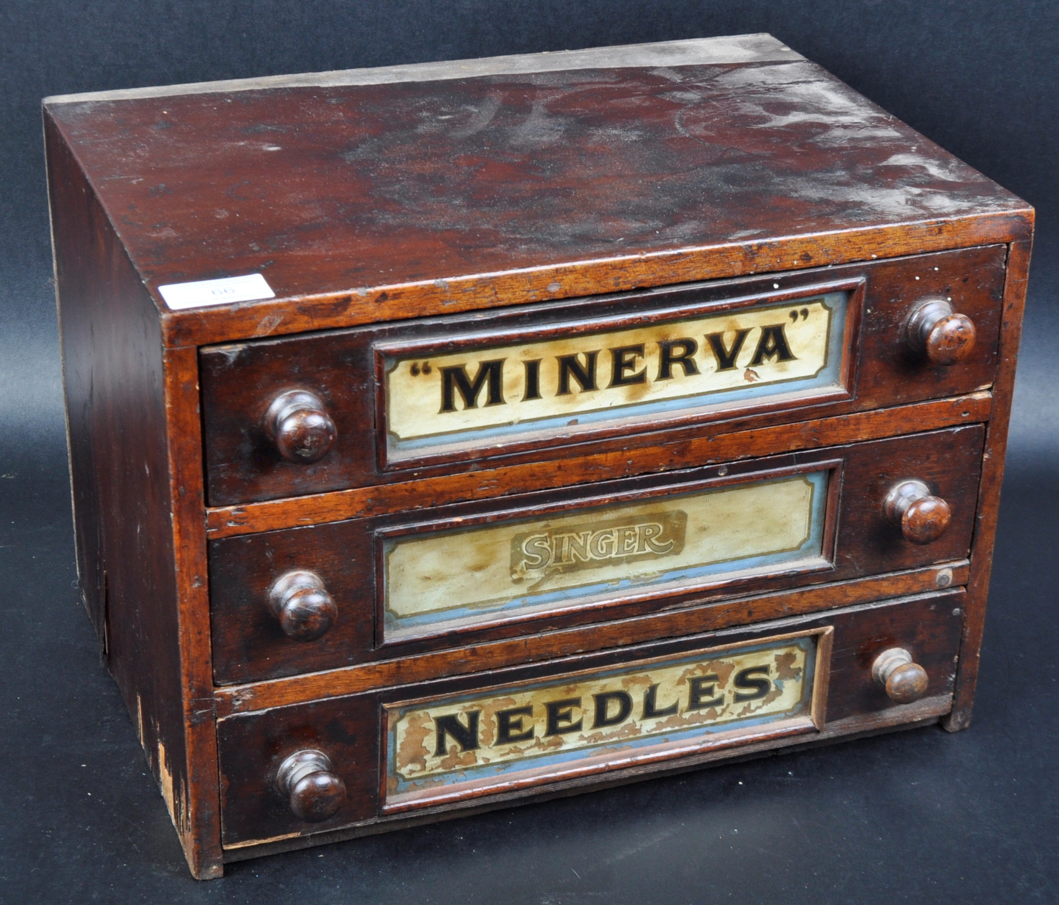 19TH CENTURY VICTORIAN SHOP COUNTER THREE DRAWER CHEST - Image 2 of 6