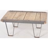 CONTEMPORARY HANDMADE OAK PLANK TOPPED COFFEE TABLE