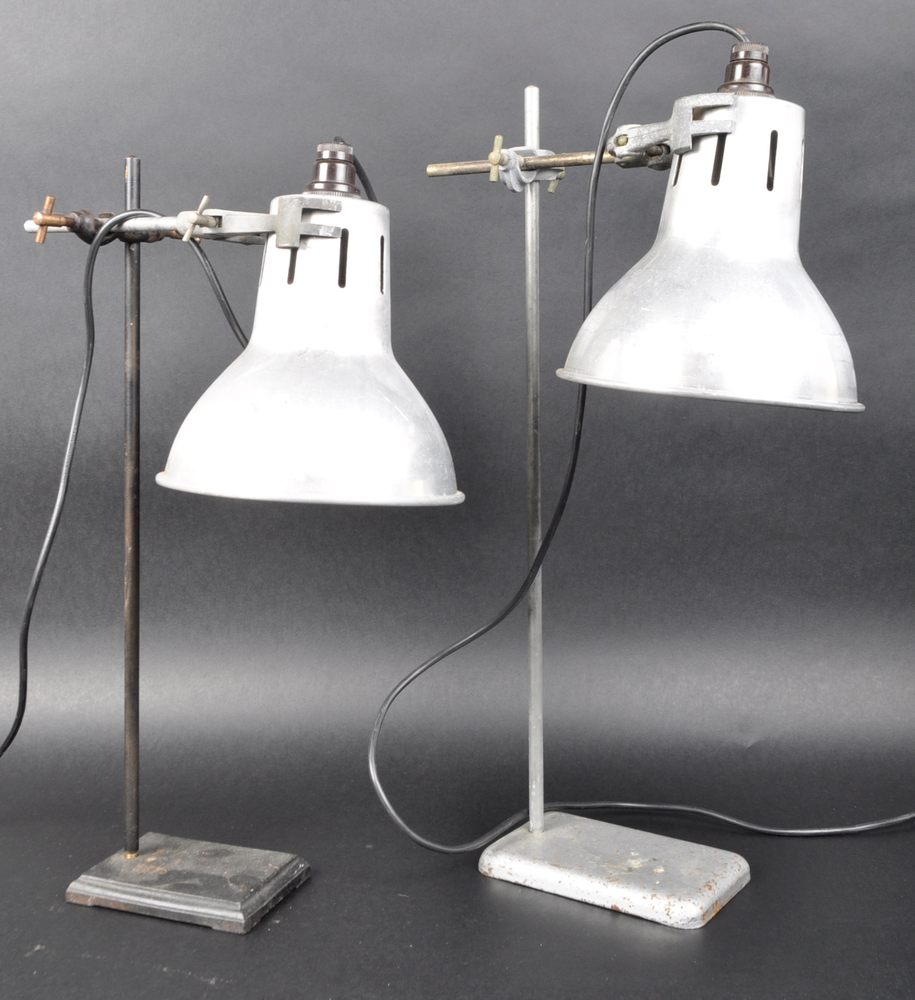 PAIR OF 20TH CENTURY INDUSTRIAL / SCIENTIFIC LAMPS