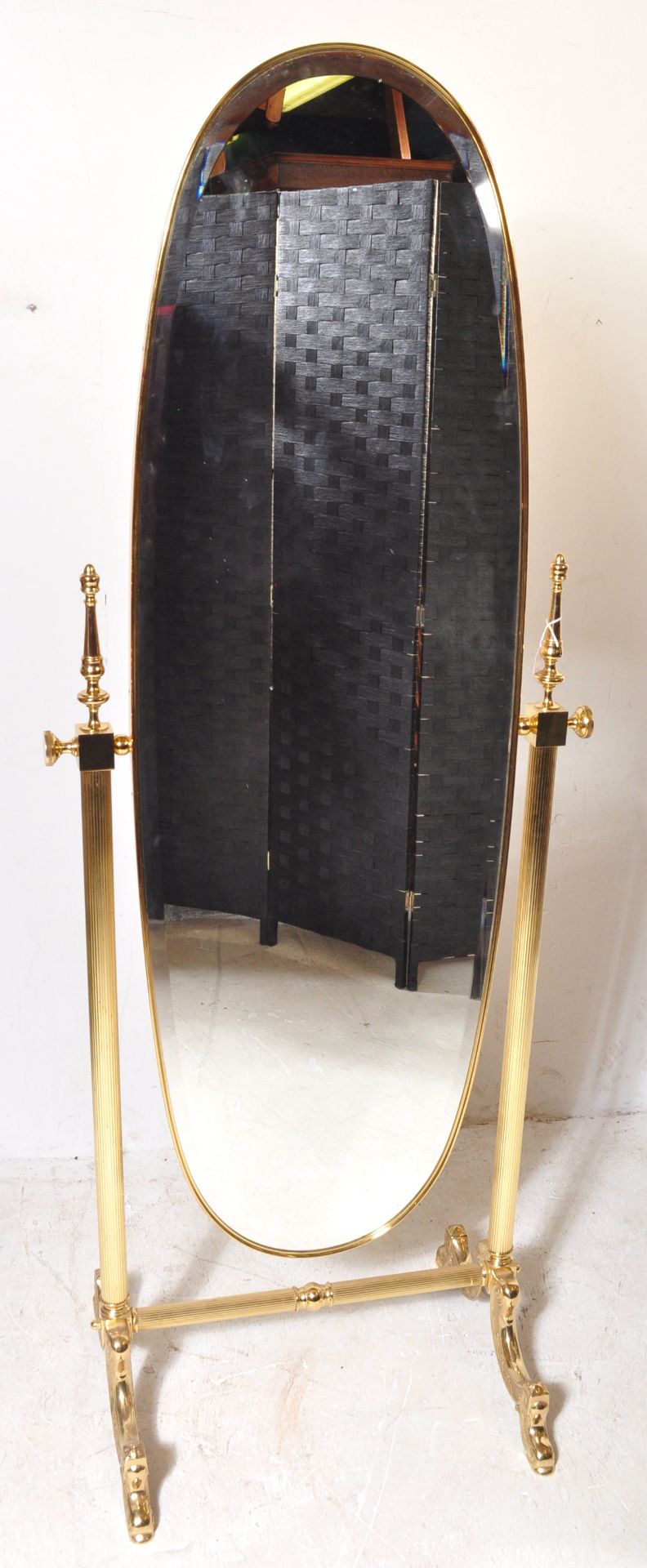 20TH CENTURY HOLLYWOOD REGENCY BRASS CHEVAL MIRROR - Image 2 of 5