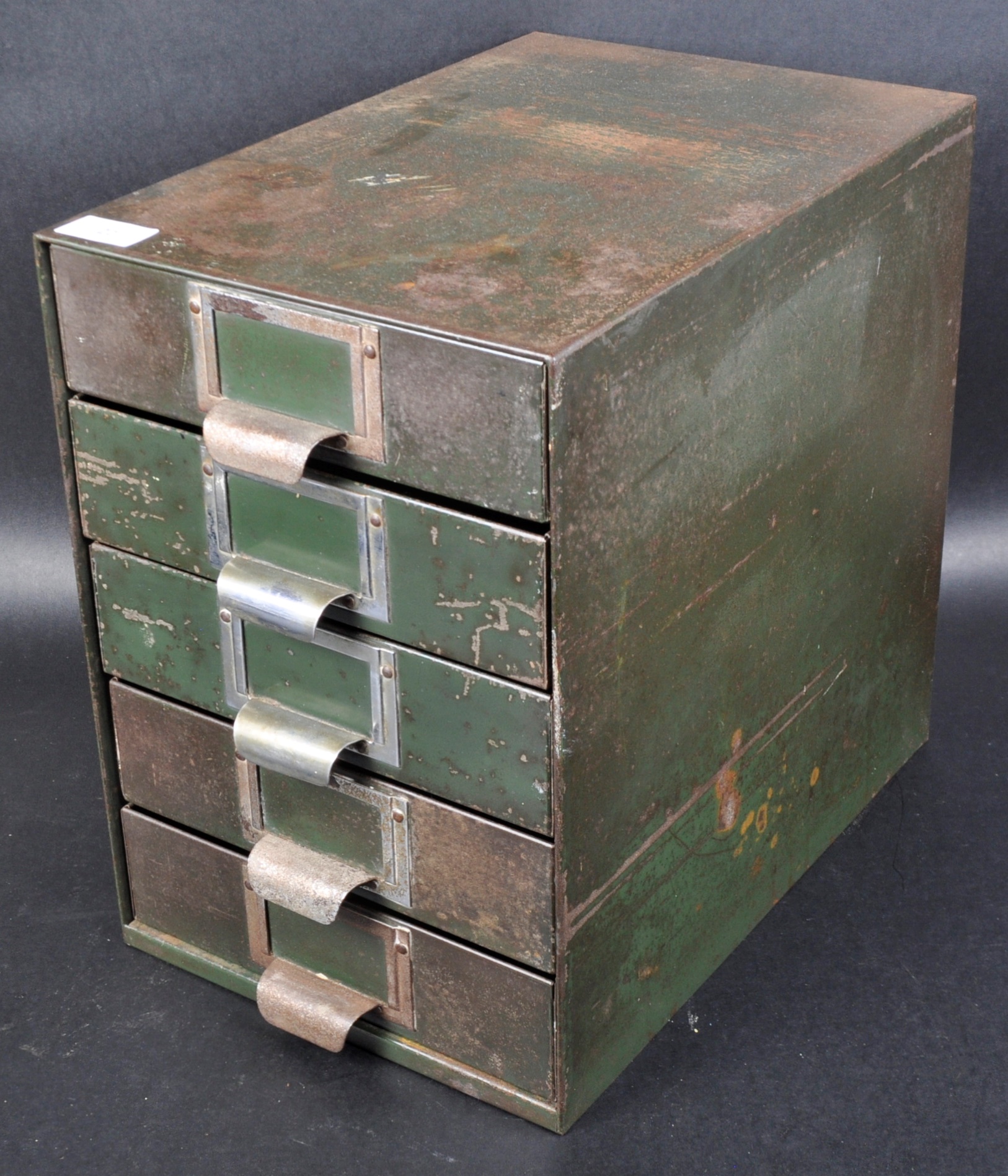 VINTAGE EARLY 20TH CENTURY MILITARY METAL INDEX FILING CABINET - Bild 2 aus 5