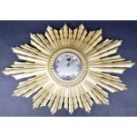 SMITH - ART DECO 1930s SUNBURST GESSO GILT WALL CLOCK