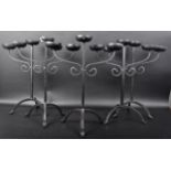 MATCHING SET OF FIVE CONTEMPORARY IRON CANDELABRAS