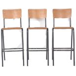 MATCHING SET OF THREE RETRO VINTAGE BAR STOOLS