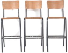 MATCHING SET OF THREE RETRO VINTAGE BAR STOOLS